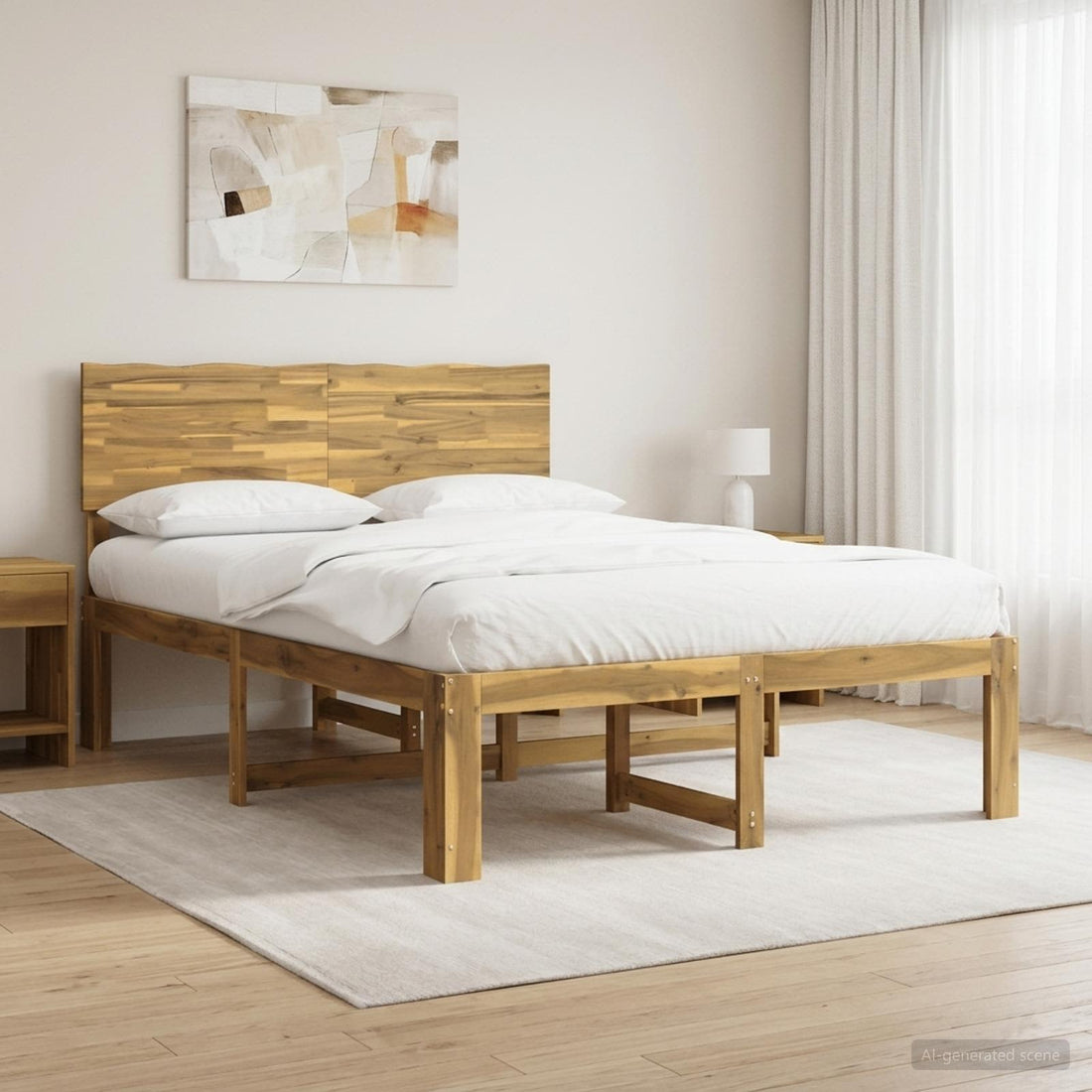 vidaXL Cama doble con cabecero ROSTOCK Blanco 135 x 190 cm