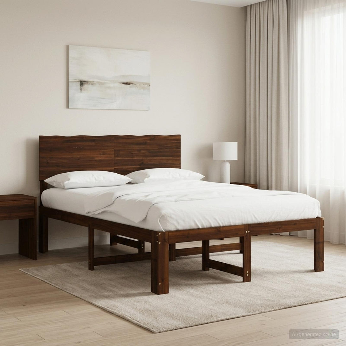 vidaXL Cama doble con cabecero ROSTOCK Marrón Oscuro 140 x 200 cm