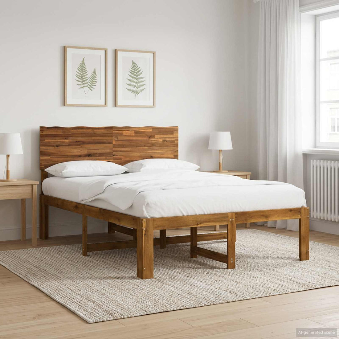 vidaXL Cama doble con cabecero ROSTOCK Natural 140 x 200 cm