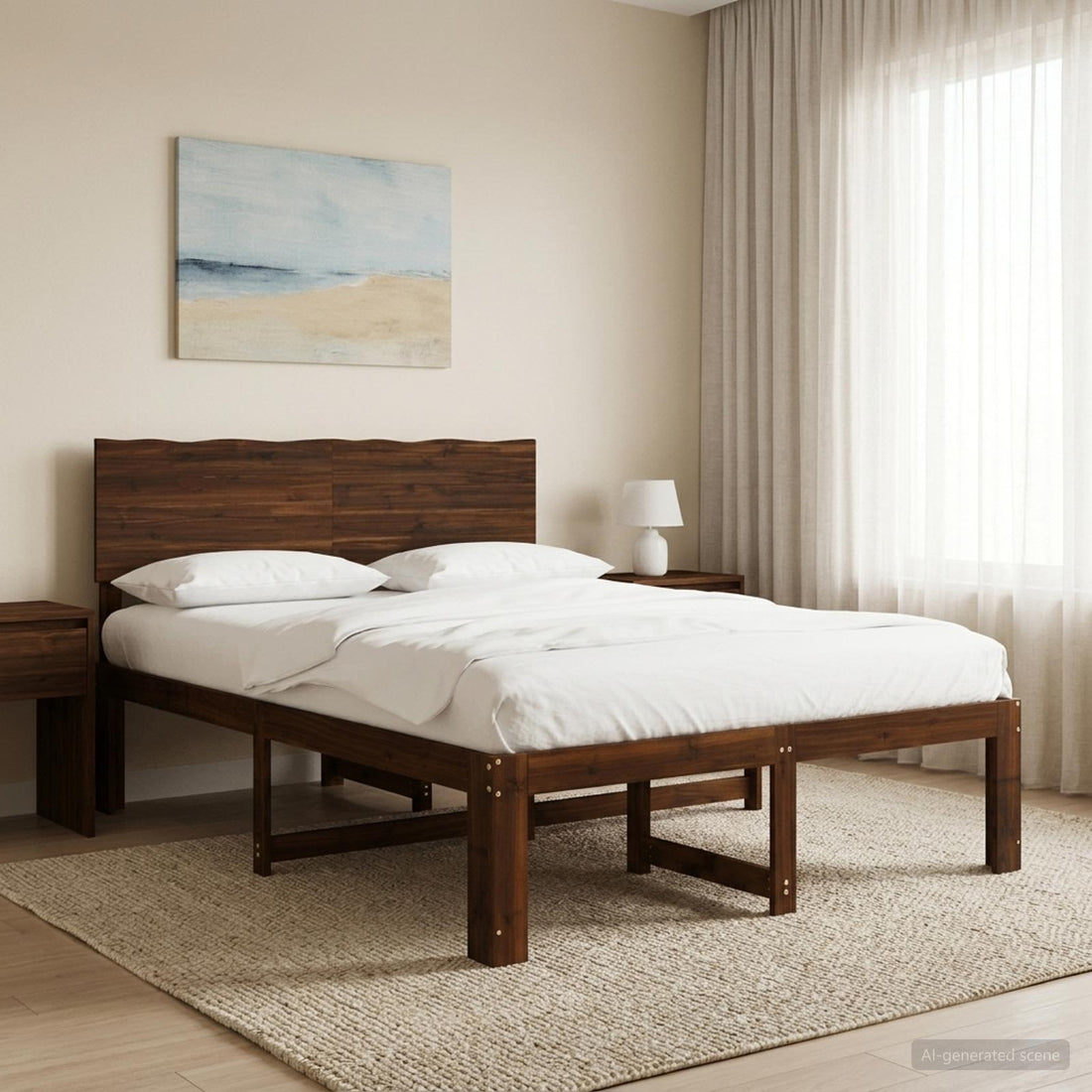 vidaXL Cama doble con cabecero ROSTOCK Marrón Oscuro 150 x 200 cm