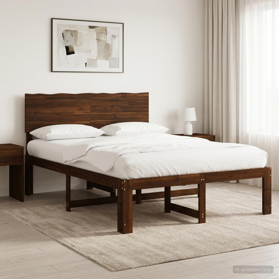 vidaXL Cama doble con cabecero ROSTOCK Marrón Oscuro 160 x 200 cm