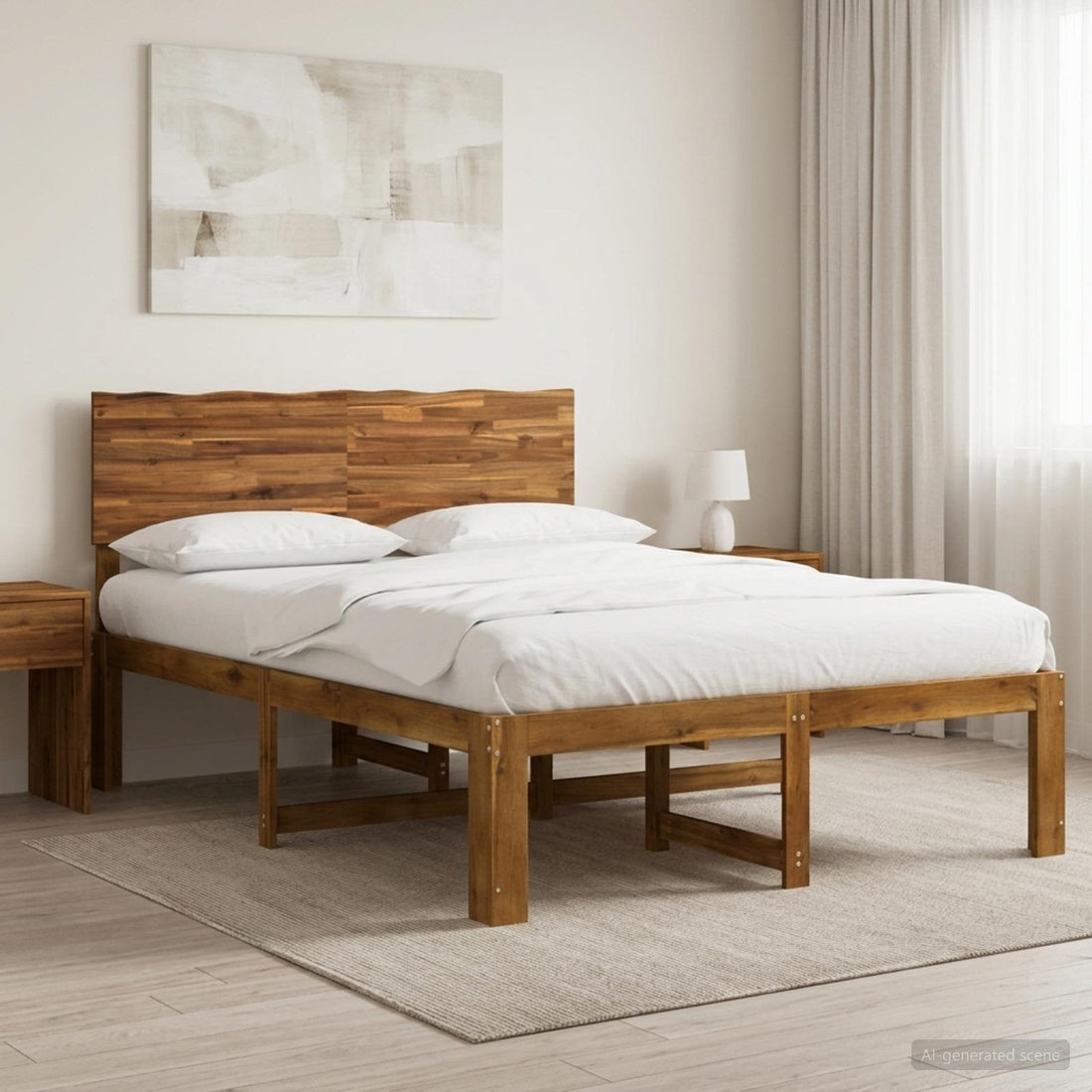 vidaXL Cama doble con cabecero ROSTOCK Natural 160 x 200 cm