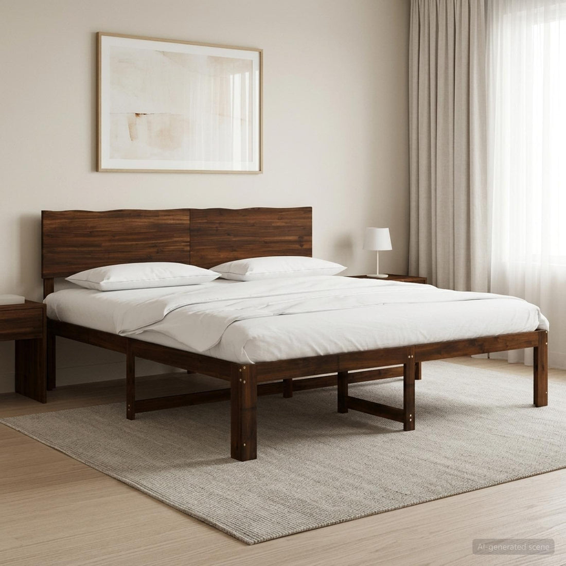 vidaXL Cama doble con cabecero ROSTOCK Marrón Oscuro 180 x 200 cm