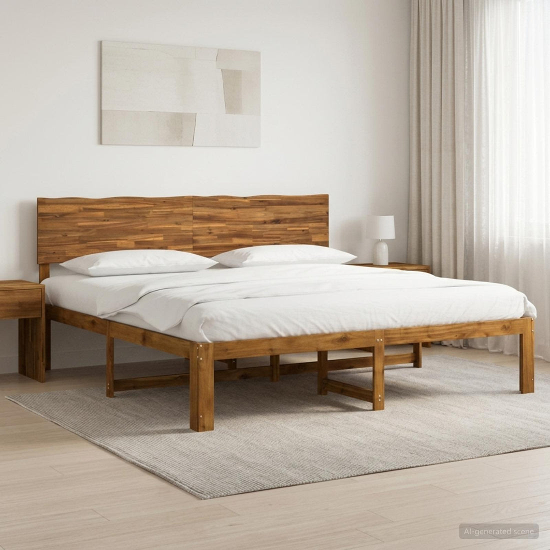 vidaXL Cama doble con cabecero ROSTOCK Natural 180 x 200 cm