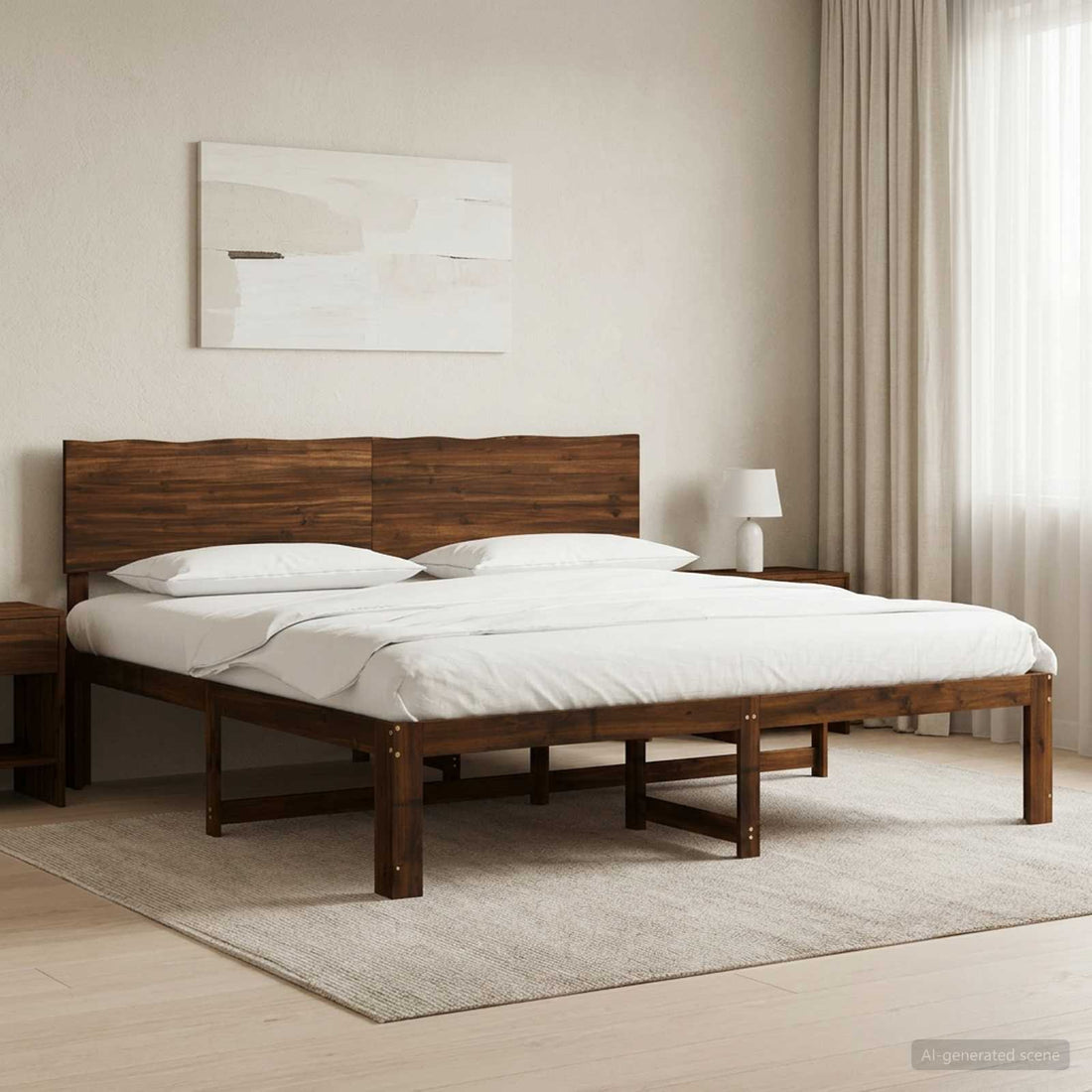 vidaXL Cama doble con cabecero ROSTOCK Marrón Oscuro 200 x 200 cm