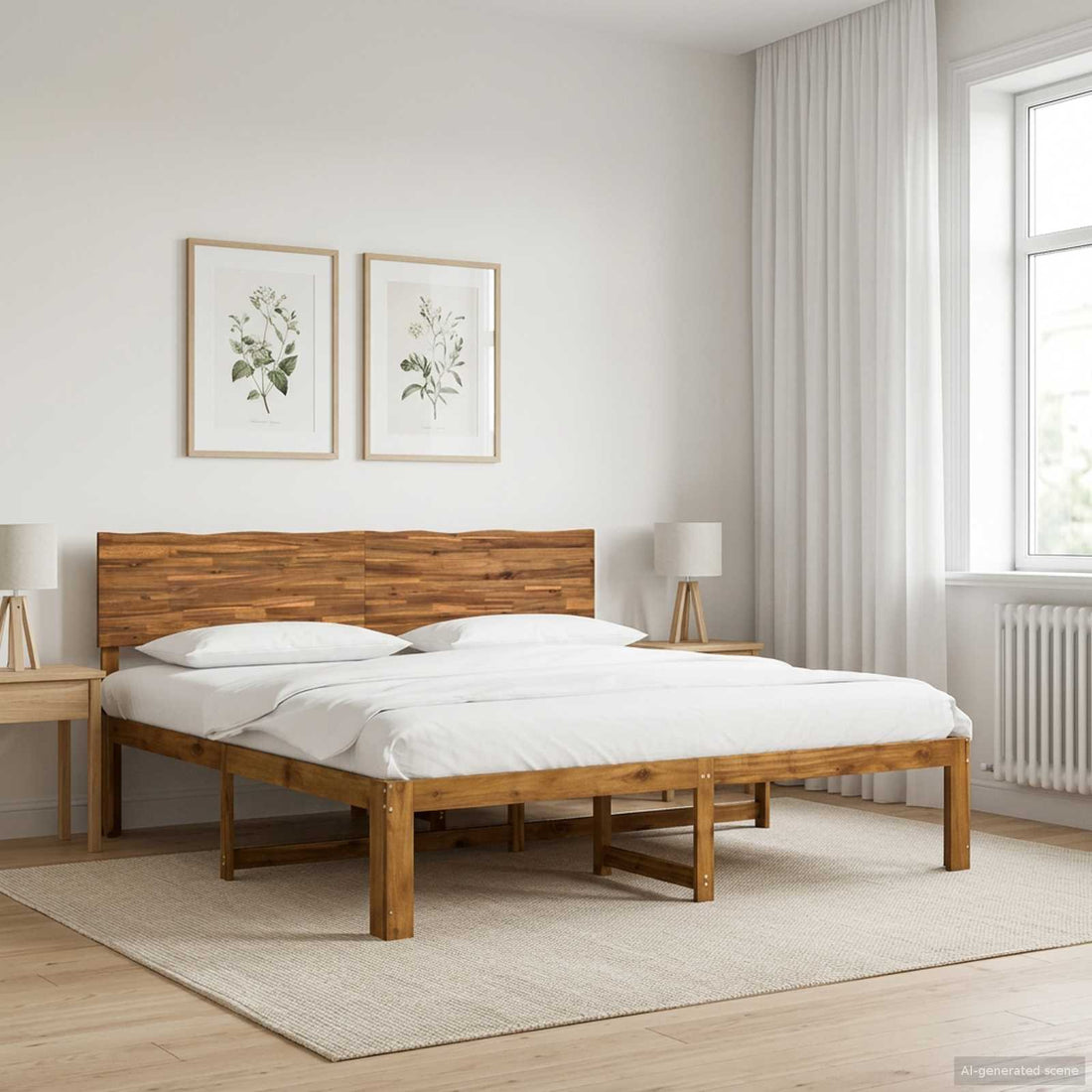 vidaXL Cama doble con cabecero ROSTOCK Natural 200 x 200 cm