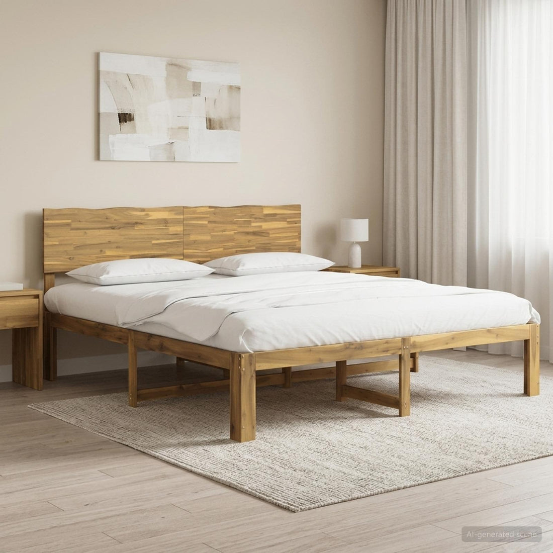 vidaXL Cama doble con cabecero ROSTOCK Blanco 200 x 200 cm