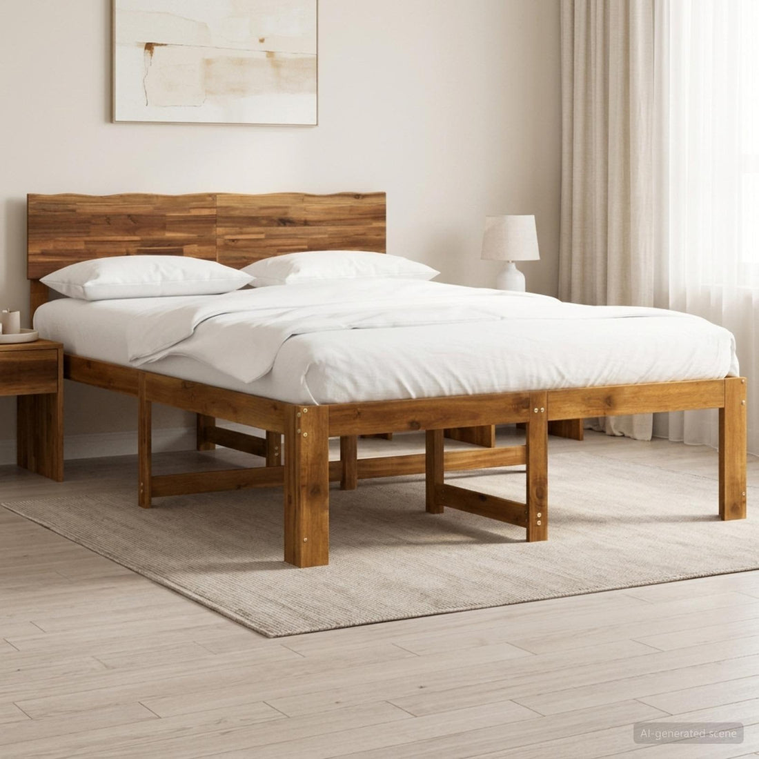 vidaXL Cama doble con cabecero ROSTOCK Natural 160 x 200 cm