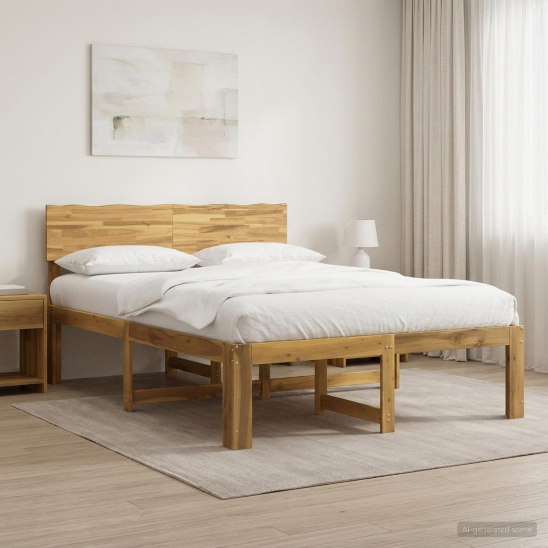 vidaXL Cama doble con cabecero ROSTOCK Blanco 160 x 200 cm