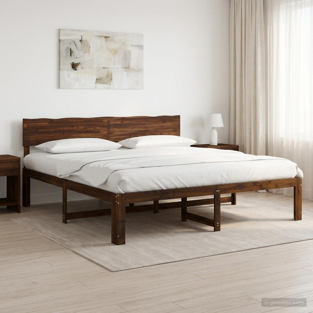vidaXL Cama doble con cabecero ROSTOCK Marrón Oscuro 180 x 200 cm