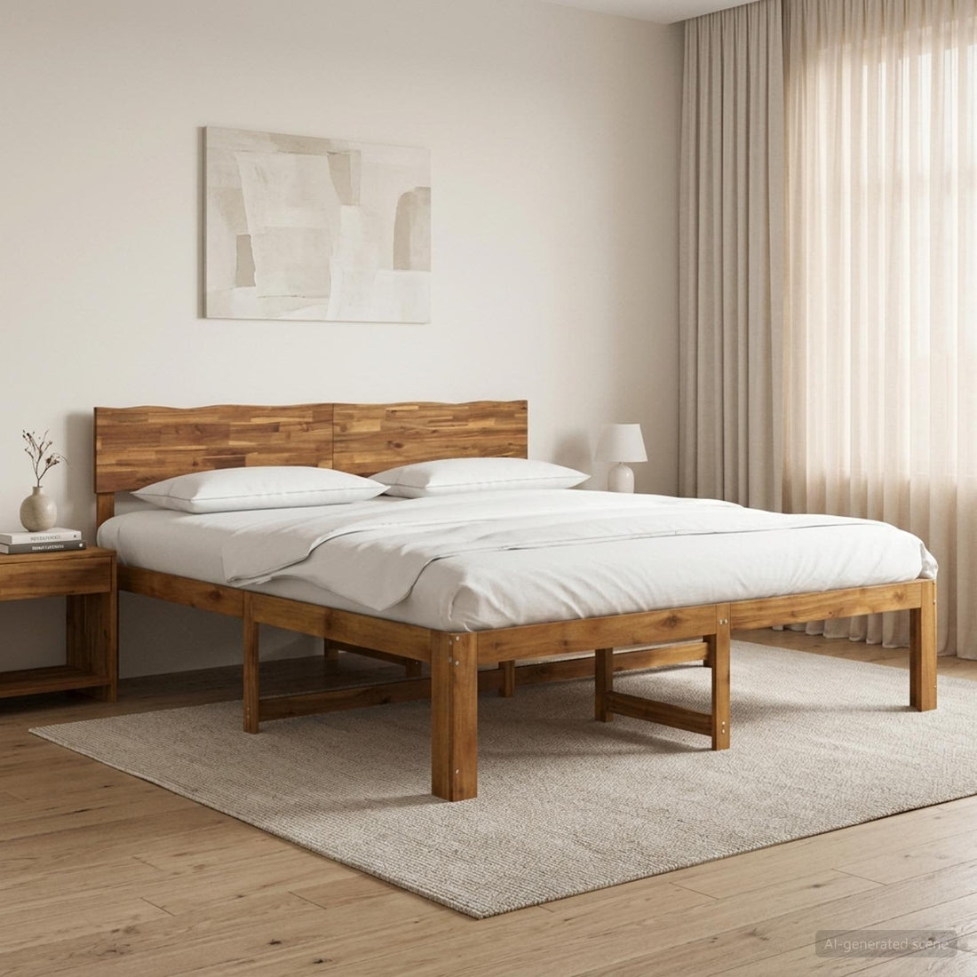 vidaXL Cama doble con cabecero ROSTOCK Natural 180 x 200 cm