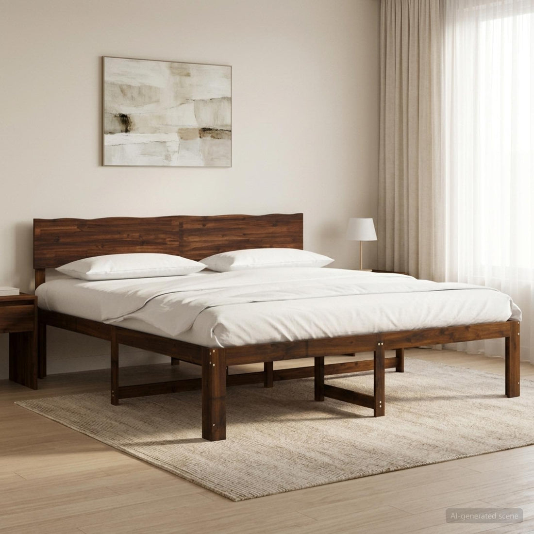 vidaXL Cama doble con cabecero ROSTOCK Marrón Oscuro 200 x 200 cm