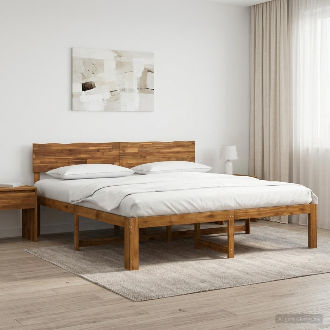 vidaXL Cama doble con cabecero ROSTOCK Natural 200 x 200 cm