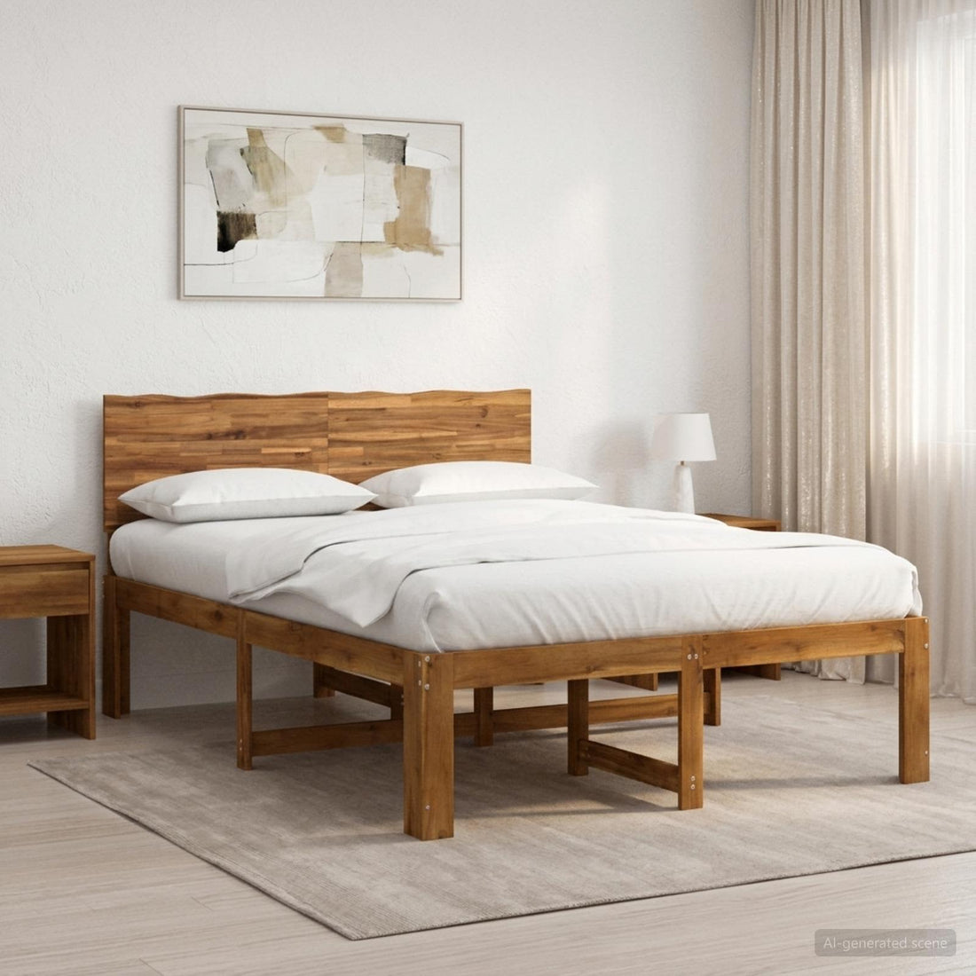 vidaXL Cama doble con cabecero ROSTOCK Natural 135 x 190 cm