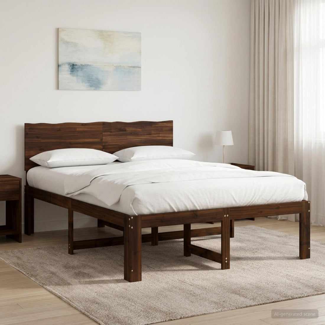 vidaXL Cama doble con cabecero ROSTOCK Marrón Oscuro 140 x 190 cm