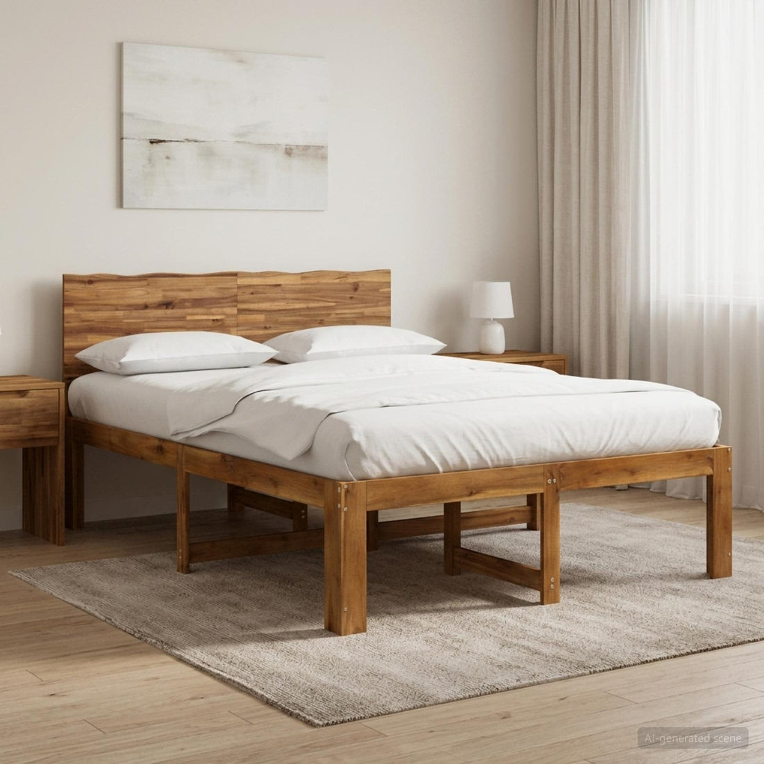 vidaXL Cama doble con cabecero ROSTOCK Natural 140 x 190 cm