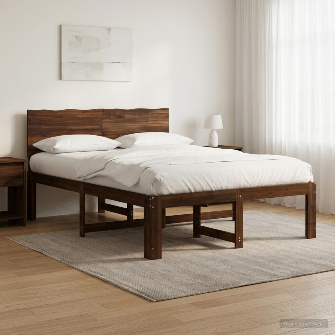 vidaXL Cama doble con cabecero ROSTOCK Marrón Oscuro 140 x 200 cm