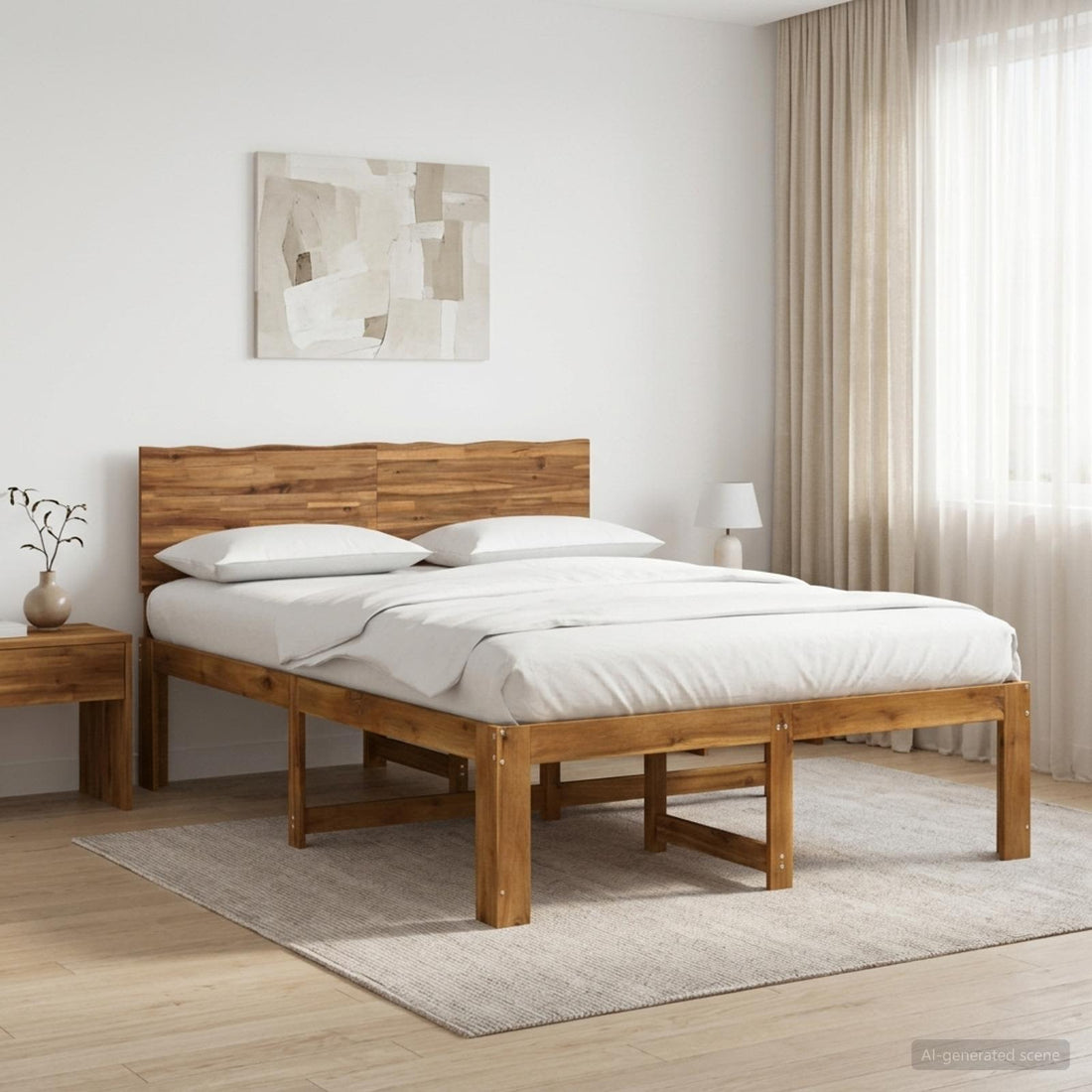 vidaXL Cama doble con cabecero ROSTOCK Natural 140 x 200 cm