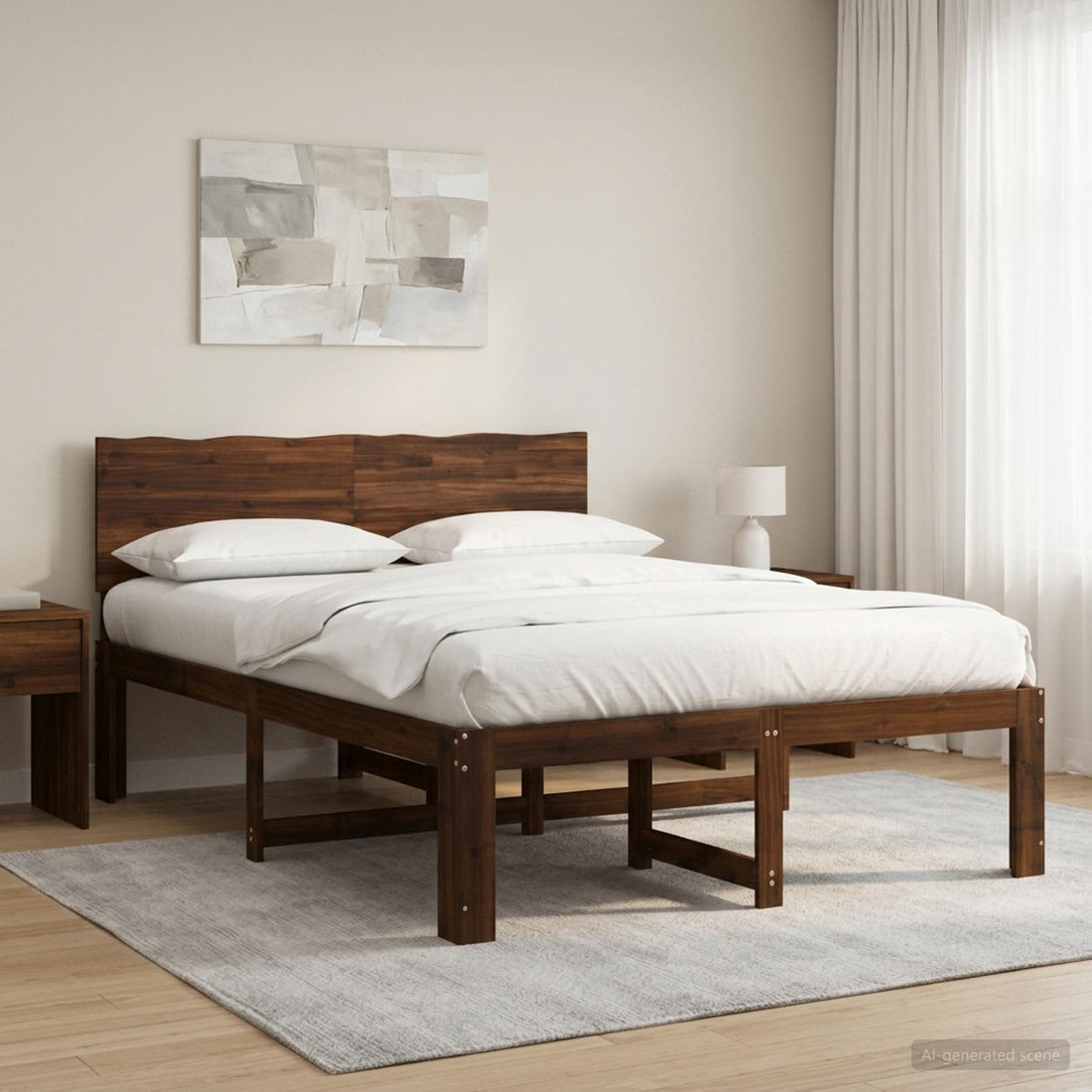 vidaXL Cama doble con cabecero ROSTOCK Marrón Oscuro 150 x 200 cm