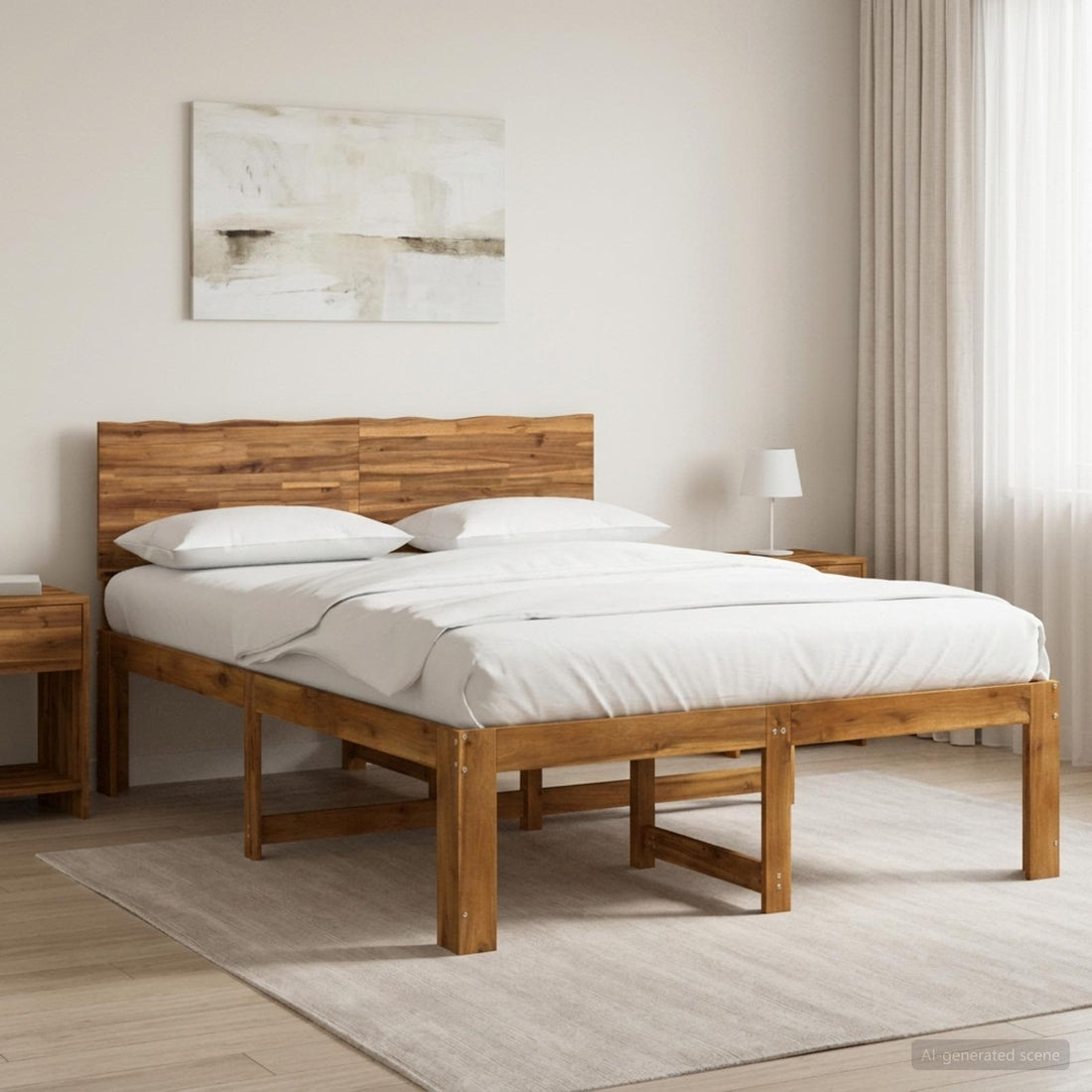 vidaXL Cama doble con cabecero ROSTOCK Natural 150 x 200 cm