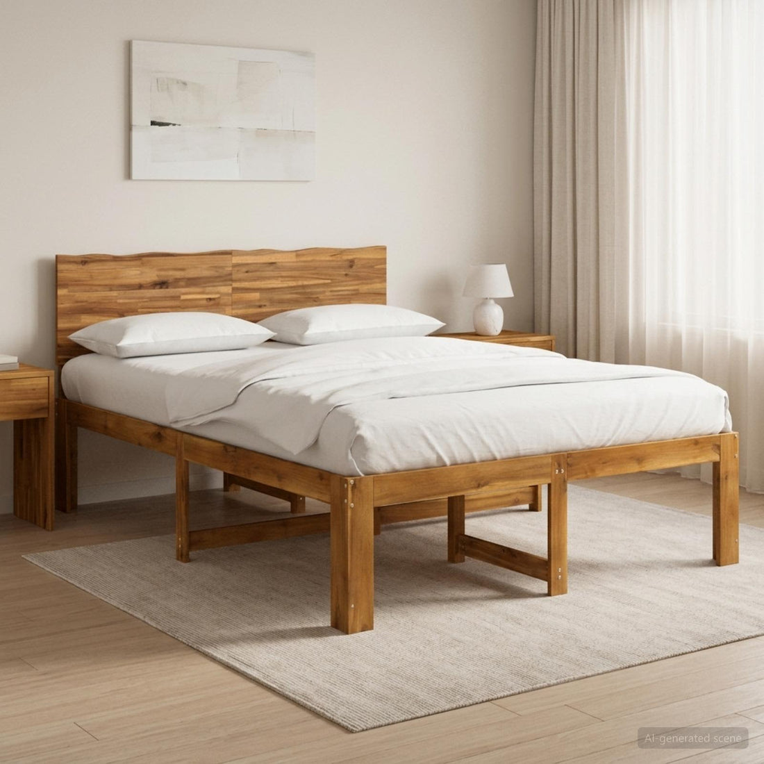 vidaXL Cama doble con cabecero ROSTOCK Natural 160 x 200 cm