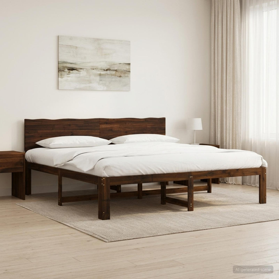 vidaXL Cama doble con cabecero ROSTOCK Marrón Oscuro 180 x 200 cm