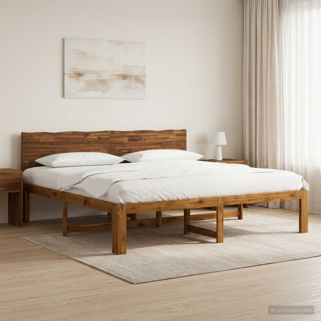 vidaXL Cama doble con cabecero ROSTOCK Natural 200 x 200 cm