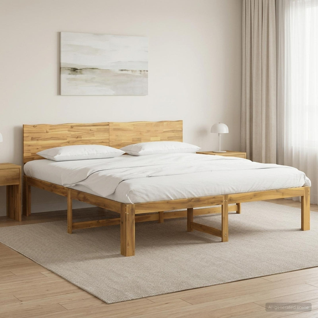 vidaXL Cama doble con cabecero ROSTOCK Blanco 200 x 200 cm