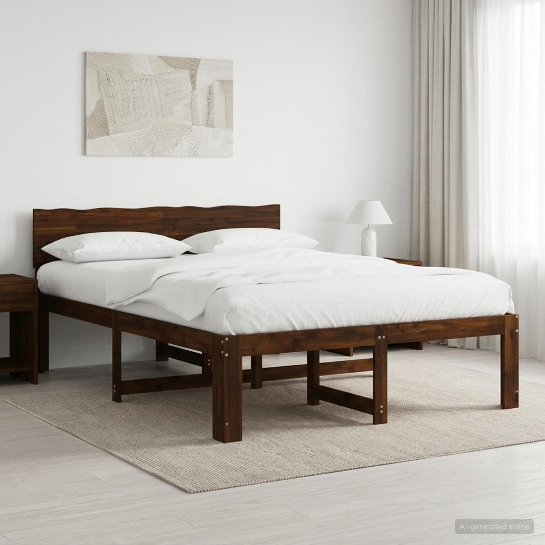 vidaXL Cama doble con cabecero ROSTOCK Marrón Oscuro 160 x 200 cm