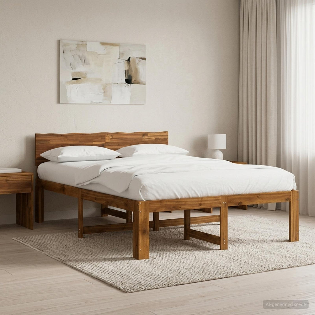 vidaXL Cama doble con cabecero ROSTOCK Natural 160 x 200 cm