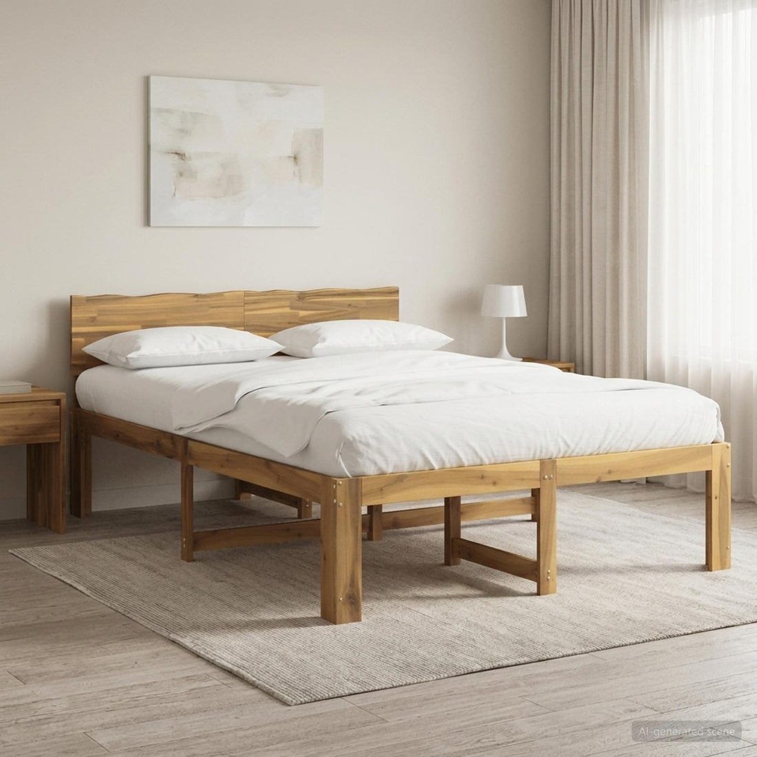 vidaXL Cama doble con cabecero ROSTOCK Blanco 160 x 200 cm