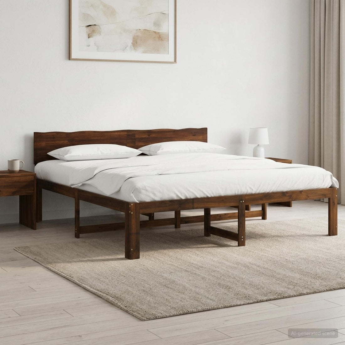 vidaXL Cama doble con cabecero ROSTOCK Marrón Oscuro 180 x 200 cm