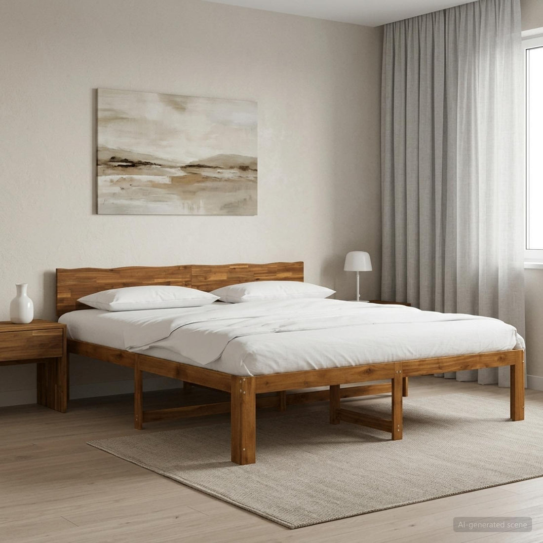 vidaXL Cama doble con cabecero ROSTOCK Natural 200 x 200 cm