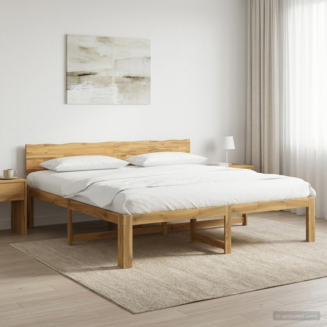 vidaXL Cama doble con cabecero ROSTOCK Blanco 200 x 200 cm