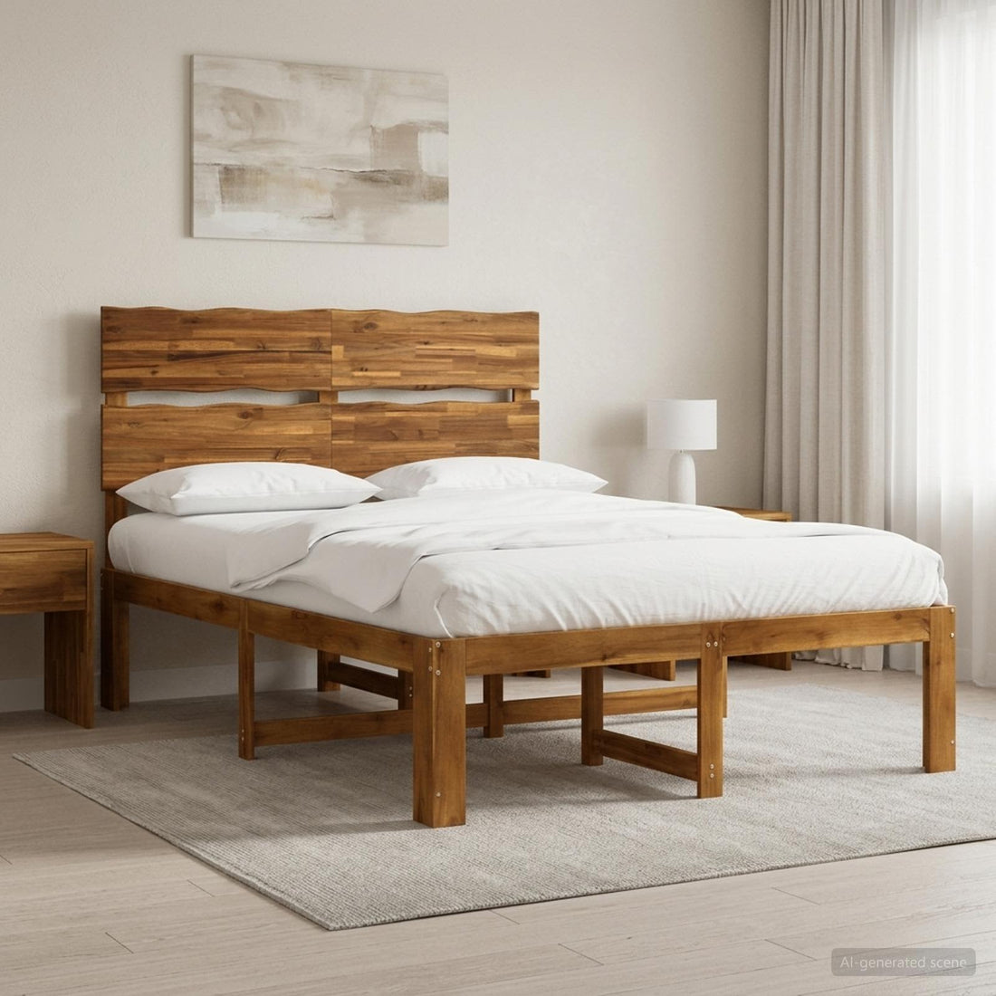 vidaXL Cama doble con cabecero ROSTOCK Natural 135 x 190 cm