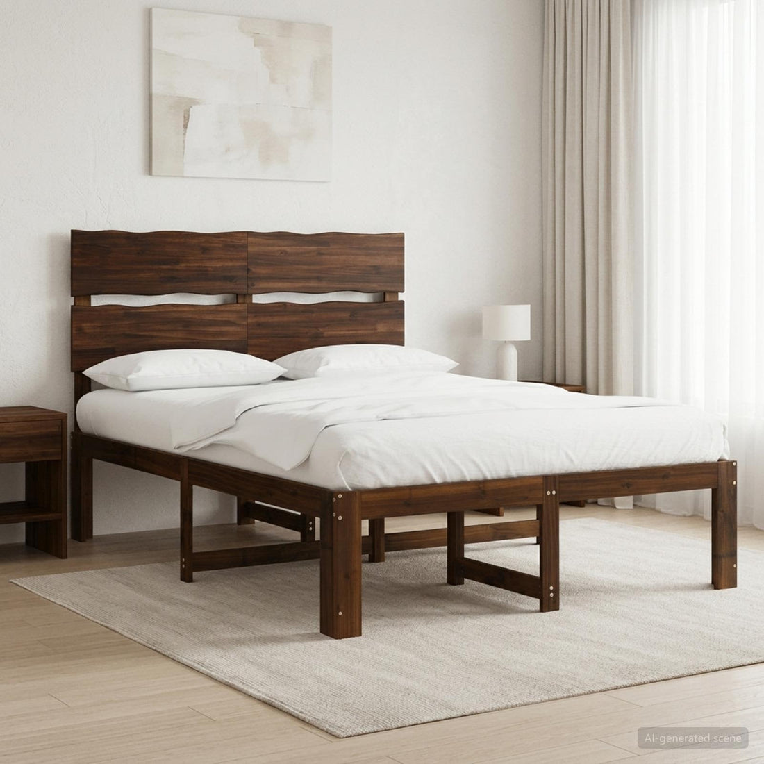 vidaXL Cama doble con cabecero ROSTOCK Marrón Oscuro 140 x 190 cm