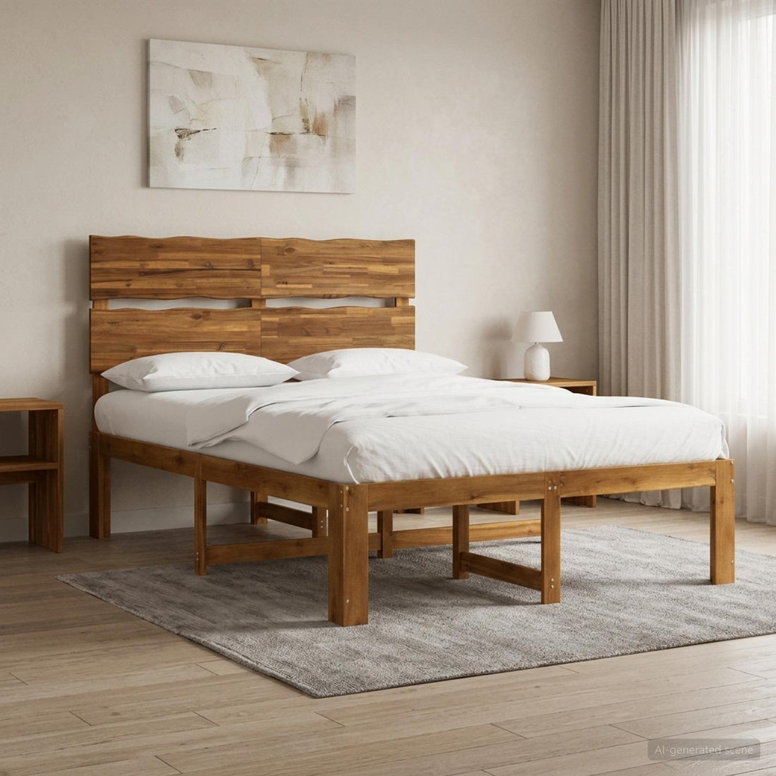 vidaXL Cama doble con cabecero ROSTOCK Natural 120 x 200 cm