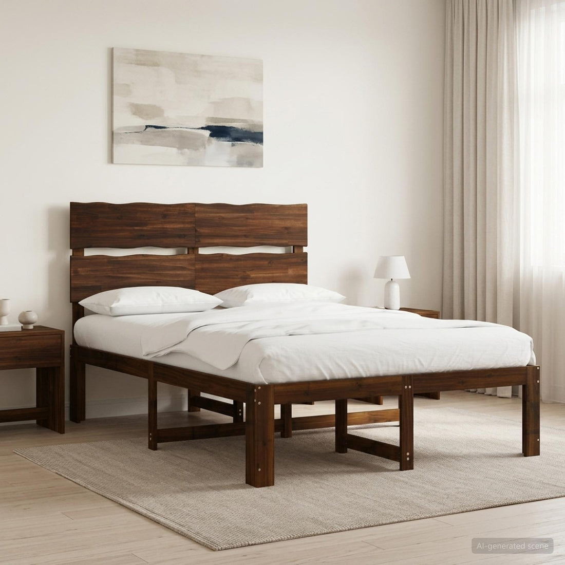 vidaXL Cama doble con cabecero ROSTOCK Marrón Oscuro 140 x 200 cm
