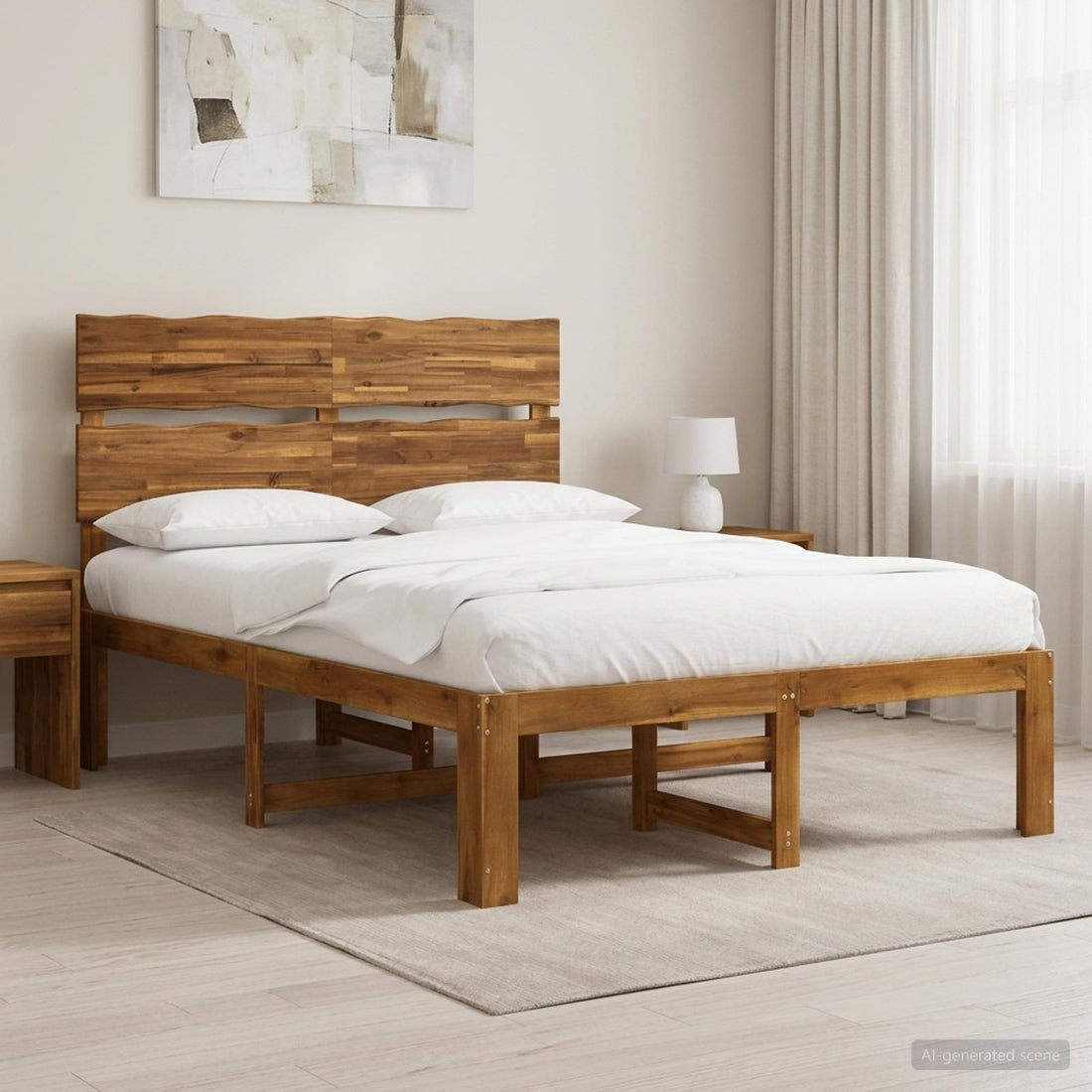 vidaXL Cama doble con cabecero ROSTOCK Natural 140 x 200 cm