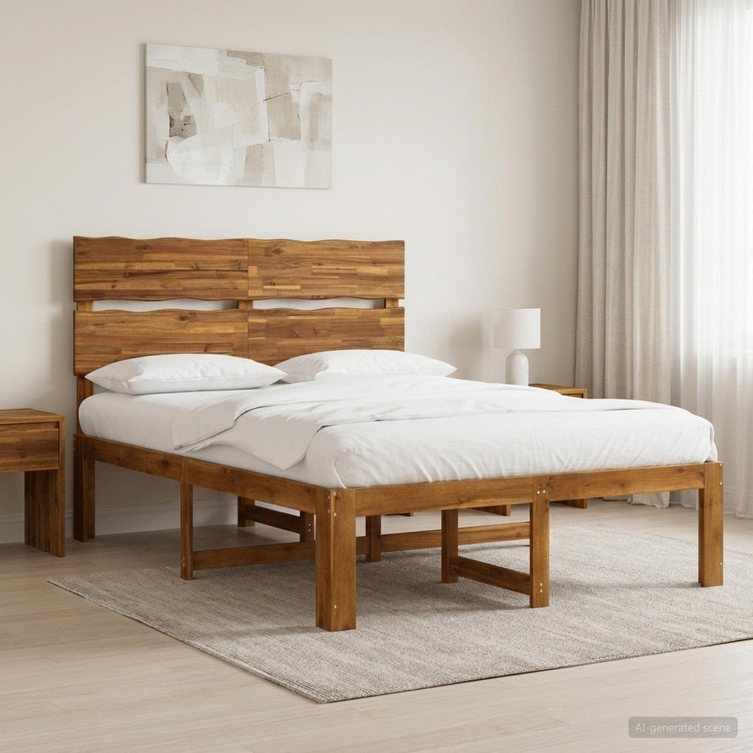 vidaXL Cama doble con cabecero ROSTOCK Natural 150 x 200 cm