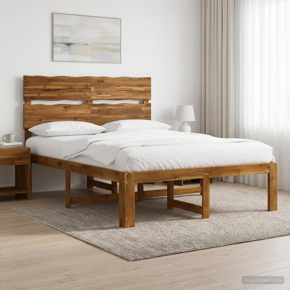 vidaXL Cama doble con cabecero ROSTOCK Natural 160 x 200 cm