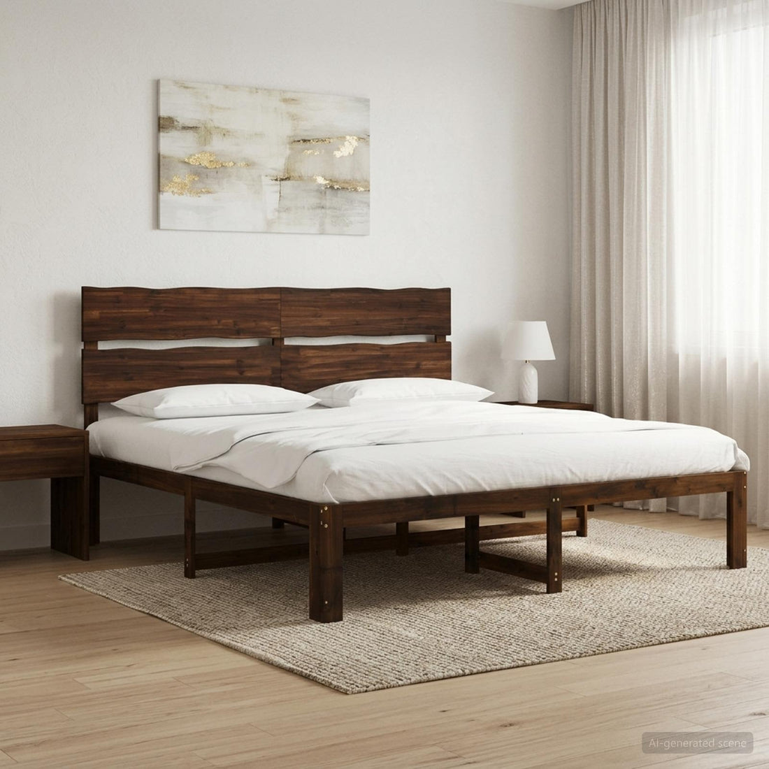 vidaXL Cama doble con cabecero ROSTOCK Marrón Oscuro 180 x 200 cm
