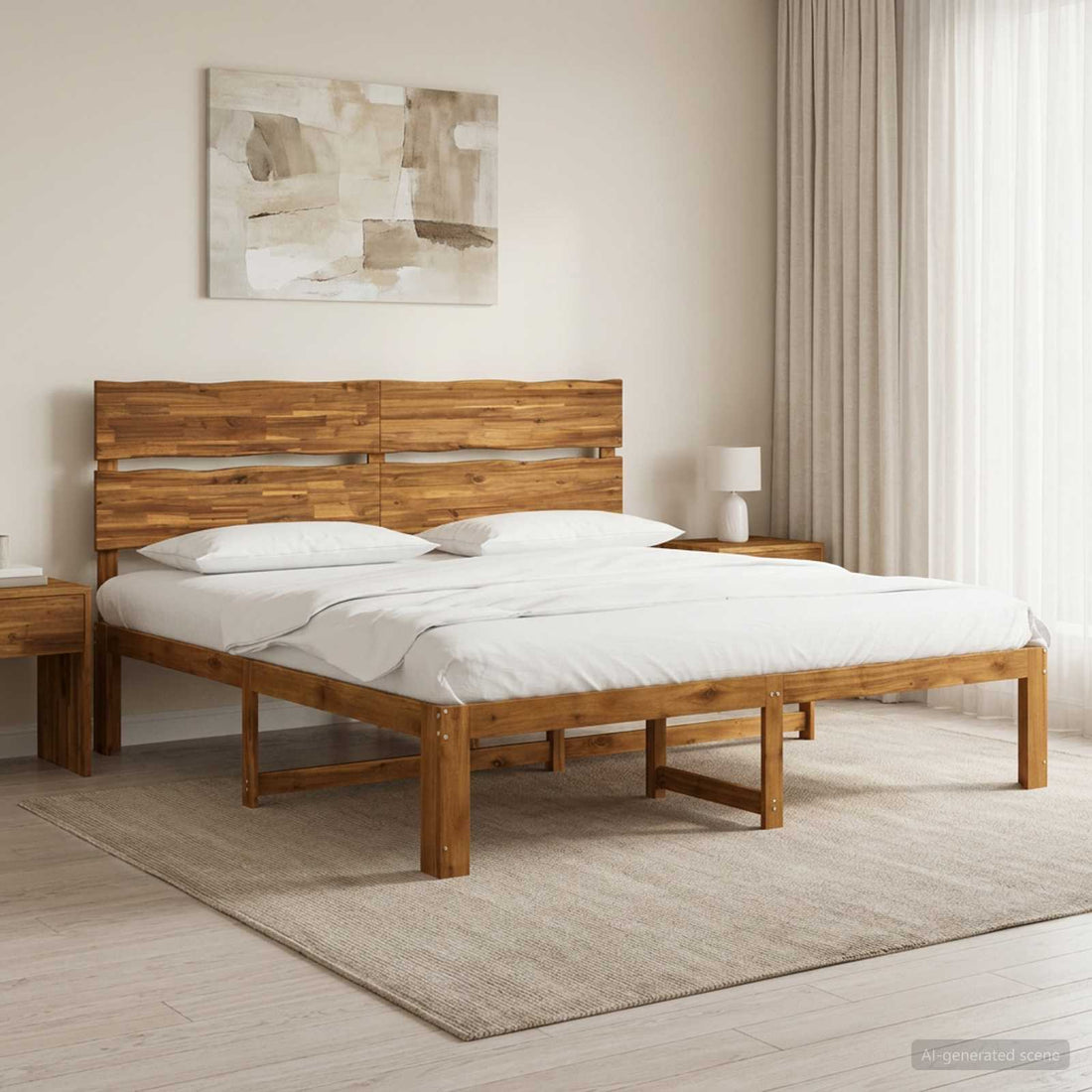vidaXL Cama doble con cabecero ROSTOCK Natural 200 x 200 cm