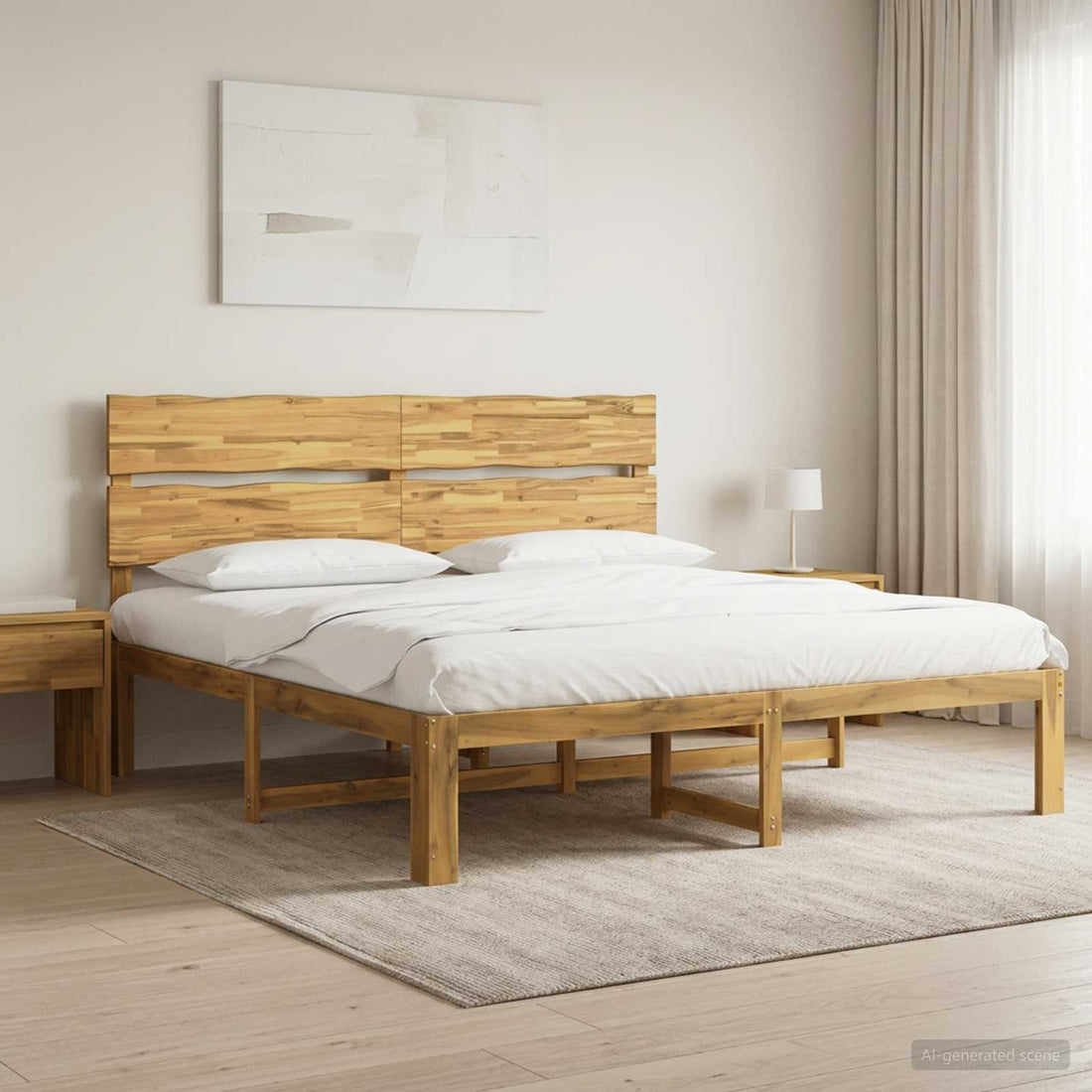 vidaXL Cama doble con cabecero ROSTOCK Blanco 200 x 200 cm
