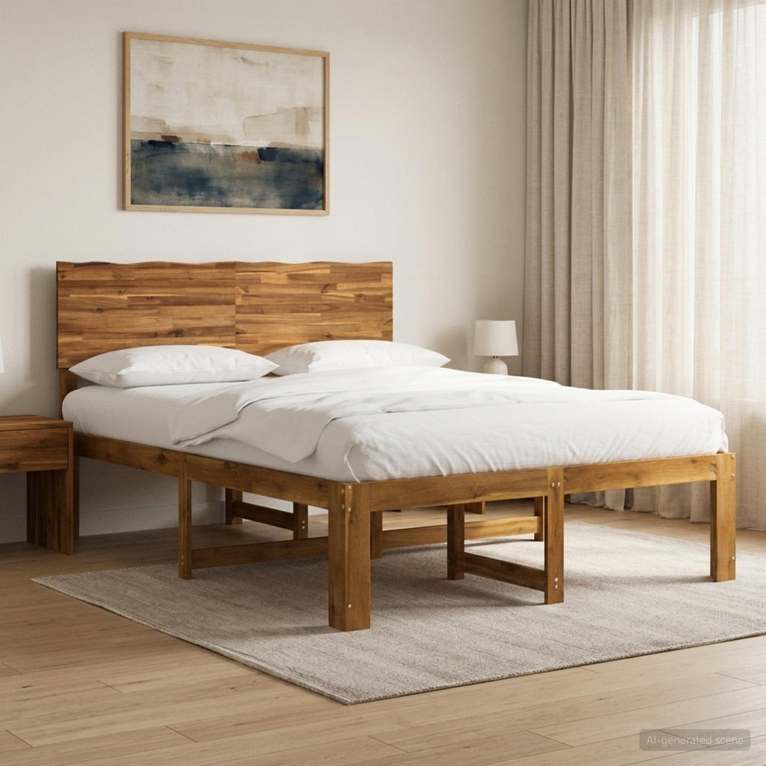 vidaXL Cama doble con cabecero ROSTOCK Natural 137 x 190 cm