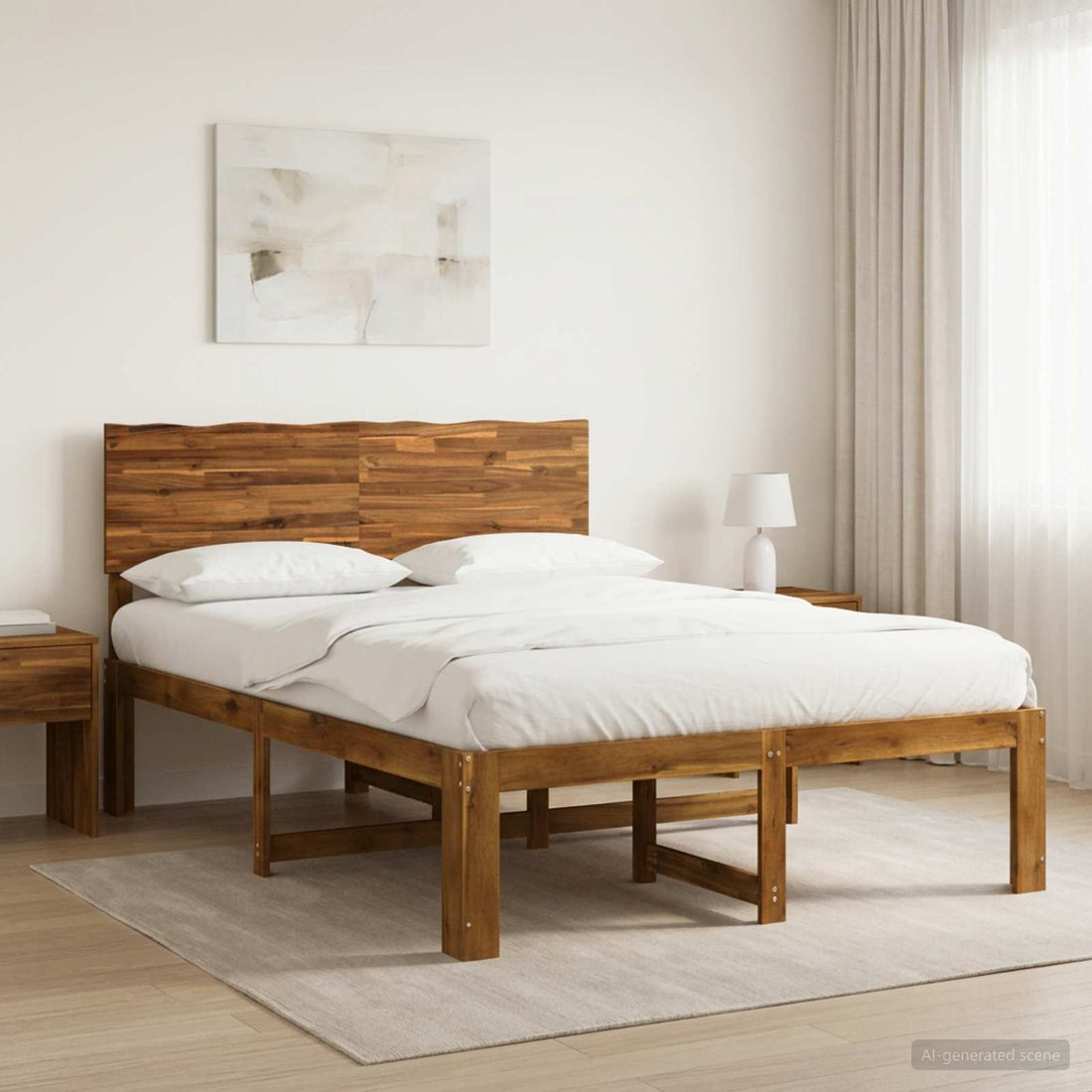 vidaXL Cama doble con cabecero ROSTOCK Natural 152 x 203 cm