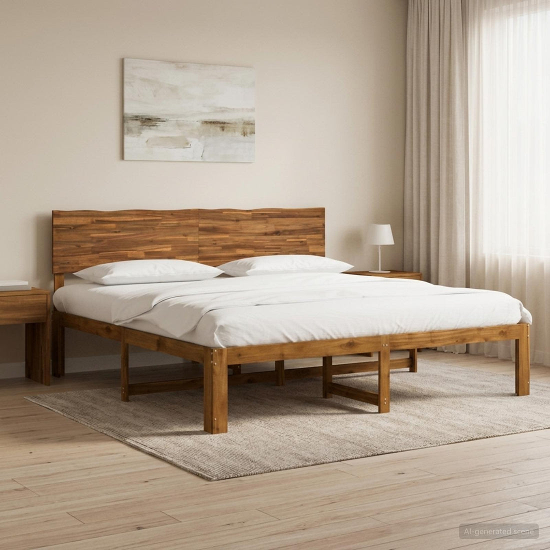 vidaXL Cama doble con cabecero ROSTOCK Natural 193 x 203 cm