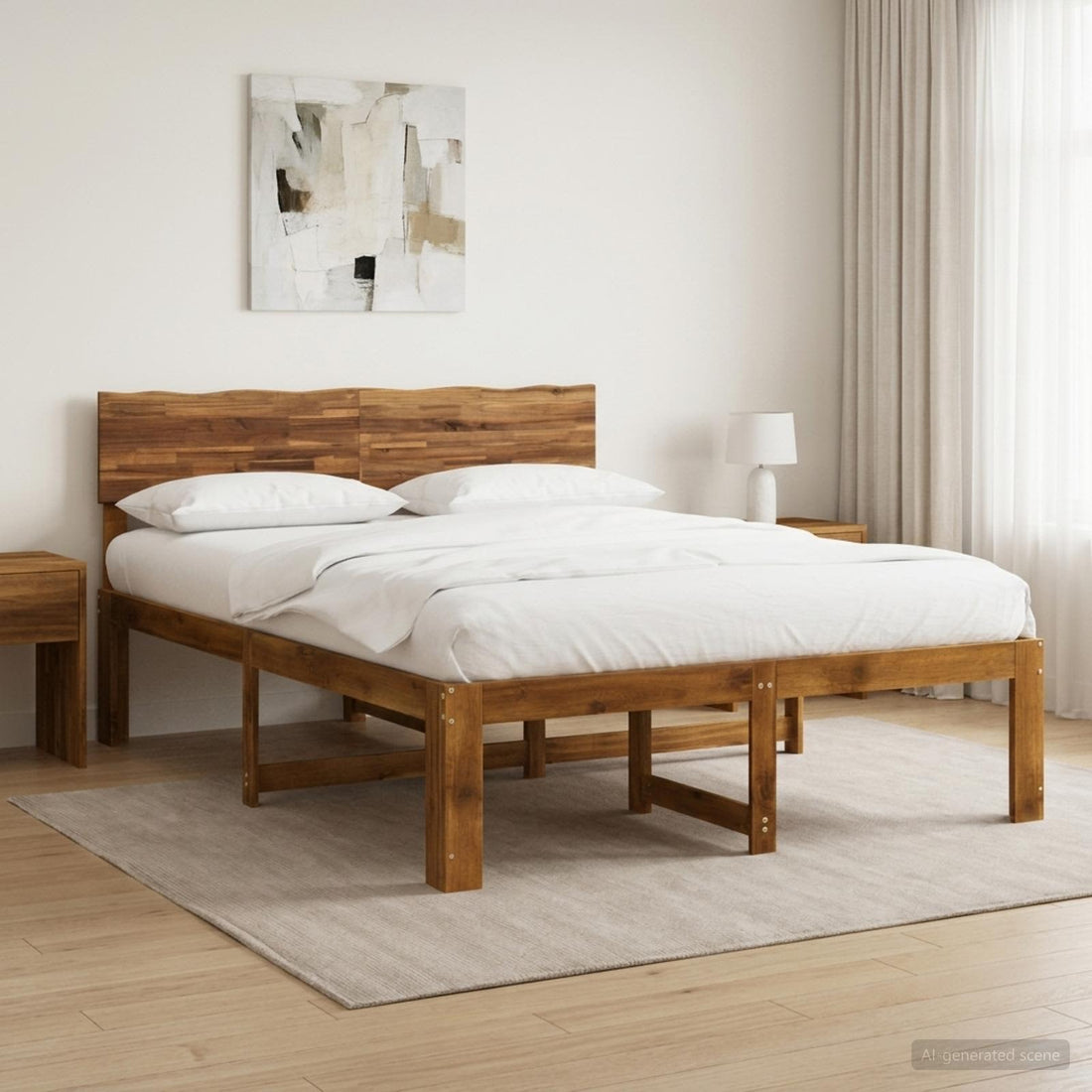 vidaXL Cama doble con cabecero ROSTOCK Natural 152 x 203 cm