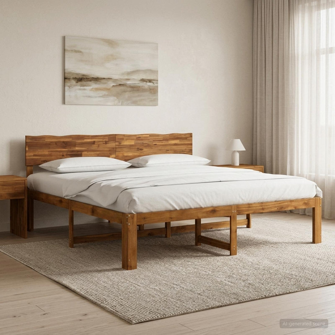 vidaXL Cama doble con cabecero ROSTOCK Natural 193 x 203 cm