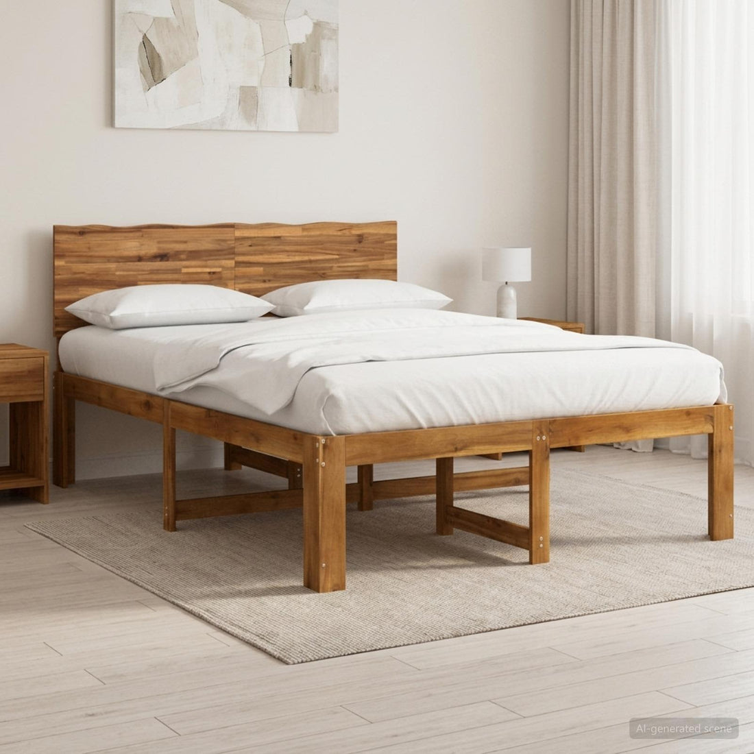 vidaXL Cama doble con cabecero ROSTOCK Natural 137 x 190 cm